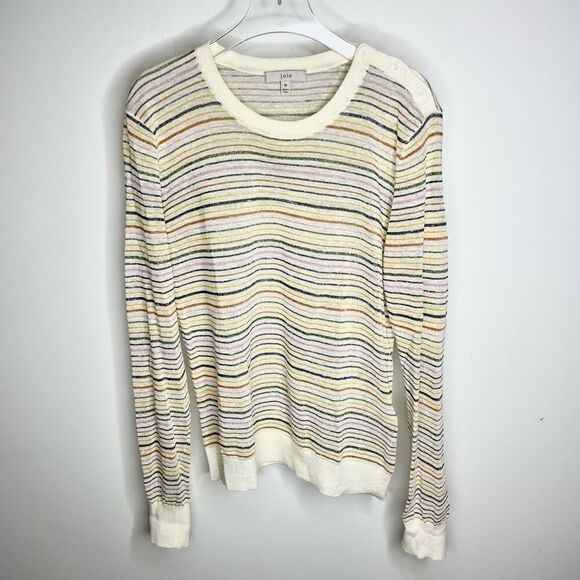 Joie Ade Sweater Crewneck Porcelain Rainbow Striped Medium M Fuller House - Picture 2 of 7